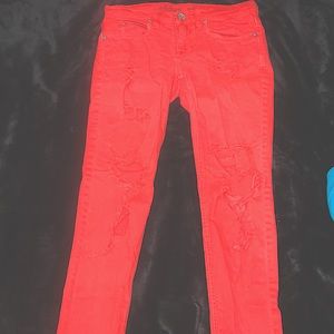 Red ripped jeans for teens